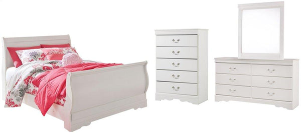 ASHLEY FURNITURE PKG002586 Full Sleigh Bed With Mirrored Dresser and Chest