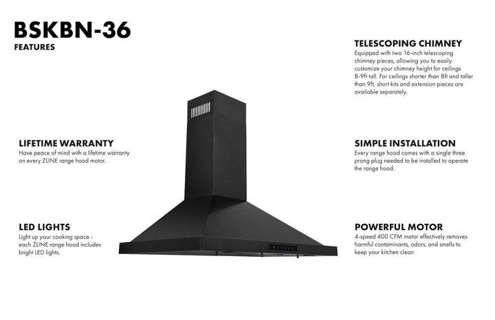 ZLINE KITCHEN AND BATH BSKBN24 ZLINE Convertible Vent Wall Mount Range Hood in Black Stainless Steel Size: 24 Inch