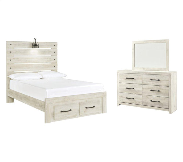 ASHLEY FURNITURE PKG003050 Full Panel Bed With 2 Storage Drawers With Mirrored Dresser