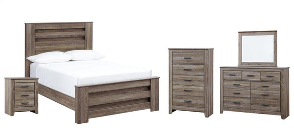 ASHLEY FURNITURE PKG003986 Full Panel Bed With Mirrored Dresser, Chest and Nightstand