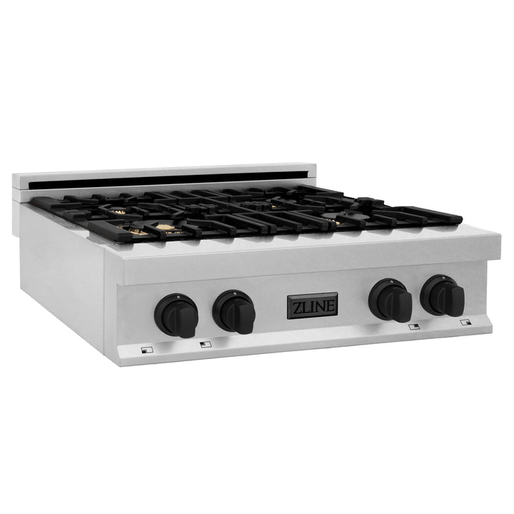 ZLINE KITCHEN AND BATH RTSZ30G ZLINE Autograph Edition 30" Porcelain Rangetop with 4 Gas Burners in DuraSnow R Stainless Steel and Accents Color: Gold