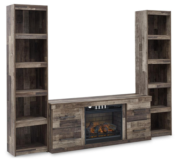 ASHLEY FURNITURE EW0200W10 Derekson 3-piece Entertainment Center With Electric Fireplace