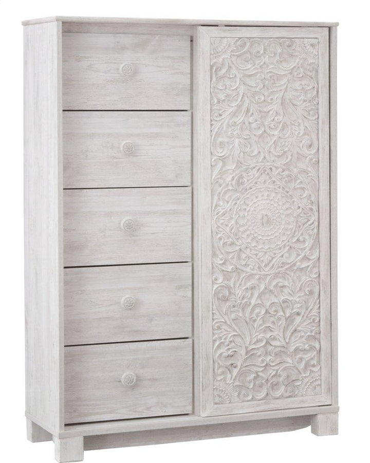 ASHLEY FURNITURE PKG002888 Queen Panel Bed With Mirrored Dresser and Chest