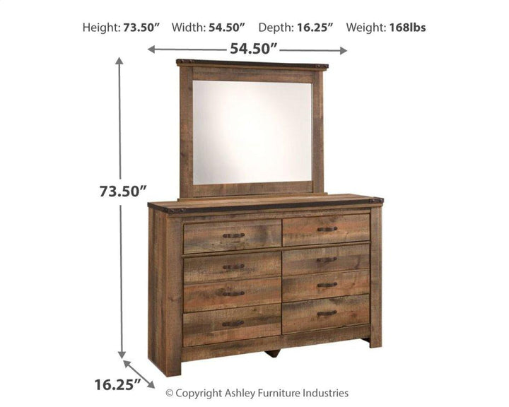 ASHLEY FURNITURE B446B4 Trinell Twin Panel Bed With Mirrored Dresser