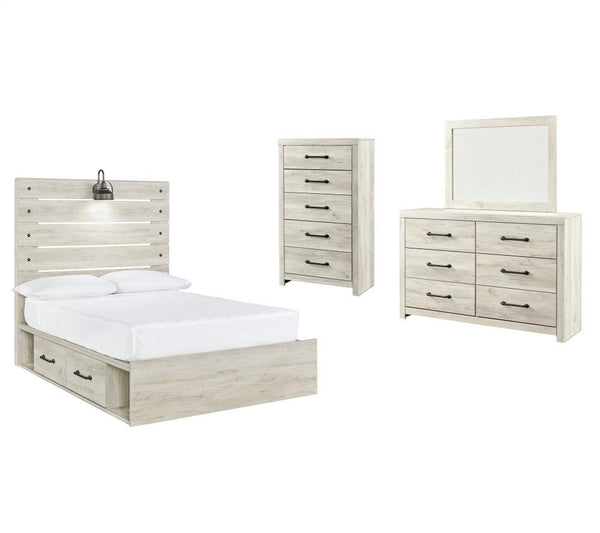 ASHLEY FURNITURE PKG002990 Full Panel Bed With 2 Storage Drawers With Mirrored Dresser and Chest