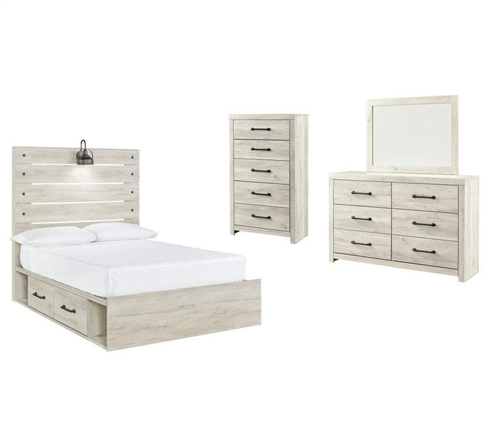 ASHLEY FURNITURE PKG002990 Full Panel Bed With 2 Storage Drawers With Mirrored Dresser and Chest
