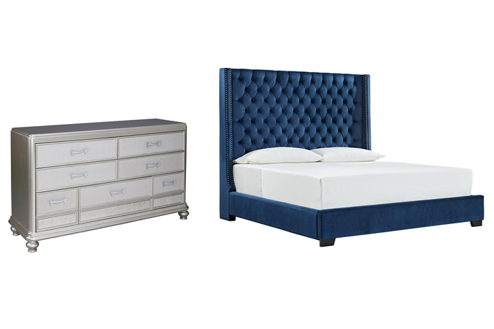 ASHLEY FURNITURE PKG010735 King Upholstered Bed With Dresser