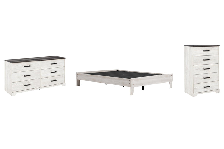 ASHLEY FURNITURE PKG009329 Queen Platform Bed With Dresser and Chest