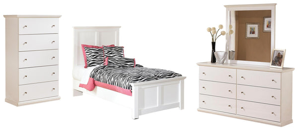 ASHLEY FURNITURE PKG002791 Twin Panel Bed With Mirrored Dresser and 2 Nightstands