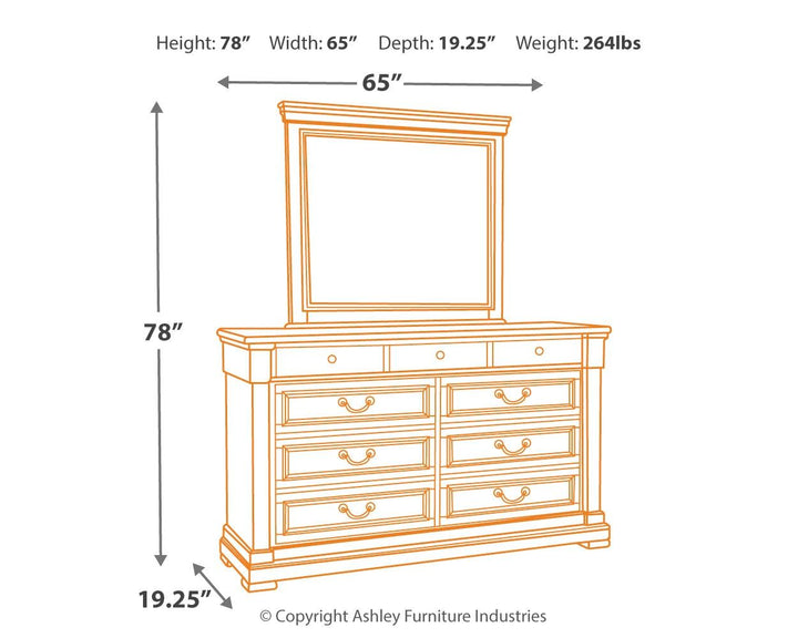 ASHLEY FURNITURE PKG006096 Queen Panel Bed With Mirrored Dresser, Chest and 2 Nightstands