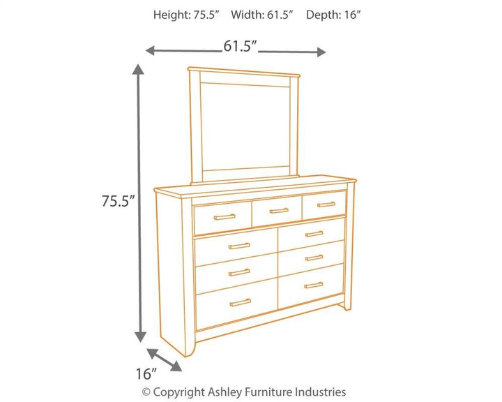 ASHLEY FURNITURE PKG003957 Full Panel Headboard With Mirrored Dresser, Chest and 2 Nightstands