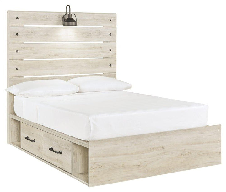 ASHLEY FURNITURE PKG002990 Full Panel Bed With 2 Storage Drawers With Mirrored Dresser and Chest