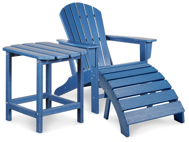 ASHLEY FURNITURE PKG013794 Outdoor Adirondack Chair and Ottoman With Side Table