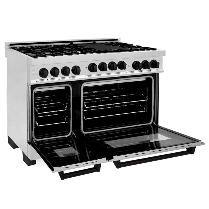 ZLINE KITCHEN AND BATH RGZ48MB ZLINE Autograph Edition 48" 6.0 cu. ft. Range with Gas Stove and Gas Oven in Stainless Steel with Accents Color: Matte Black