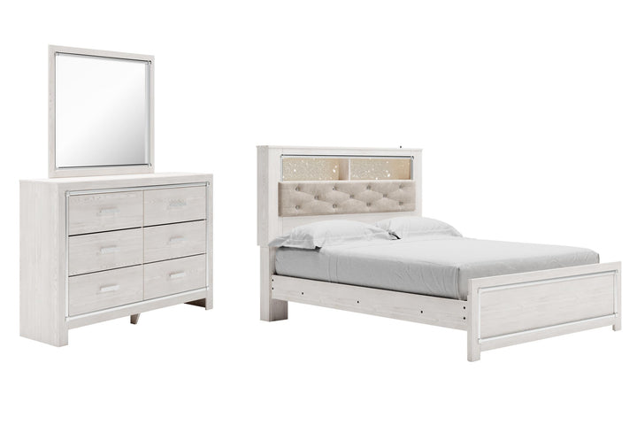 ASHLEY FURNITURE PKG009431 Queen Panel Bookcase Bed With Mirrored Dresser