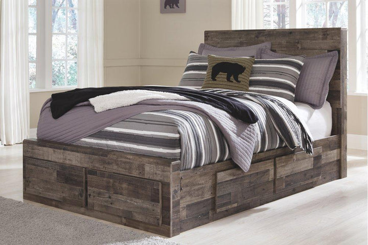 ASHLEY FURNITURE PKG003393 Full Panel Bed With 6 Storage Drawers With Mirrored Dresser and 2 Nightstands