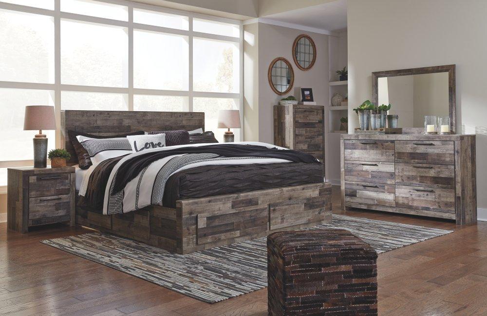 ASHLEY FURNITURE B200B19 Derekson King Panel Bed With 4 Storage Drawers