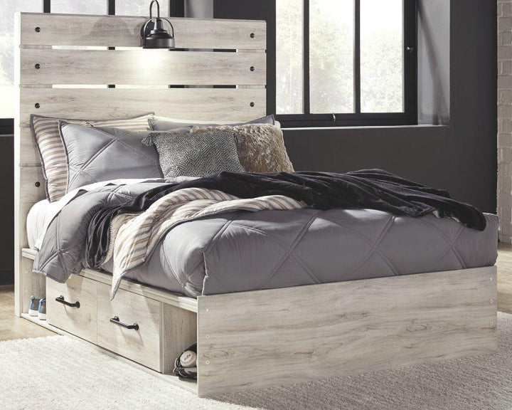 ASHLEY FURNITURE PKG002989 Full Panel Bed With 2 Storage Drawers With Mirrored Dresser and 2 Nightstands