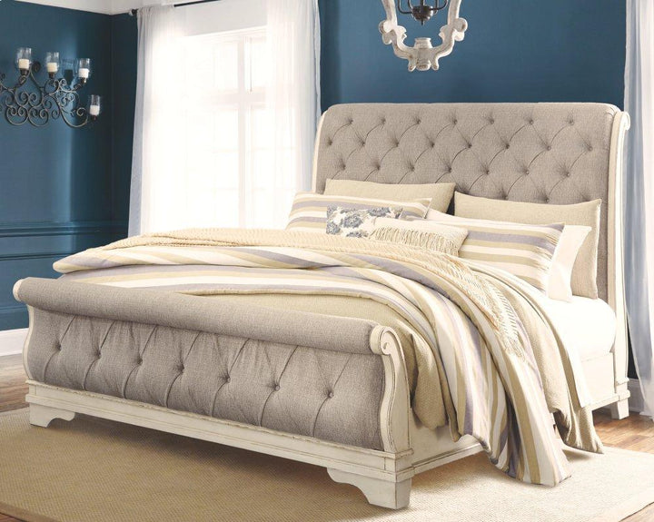 ASHLEY FURNITURE PKG006651 California King Sleigh Bed With Mirrored Dresser and 2 Nightstands