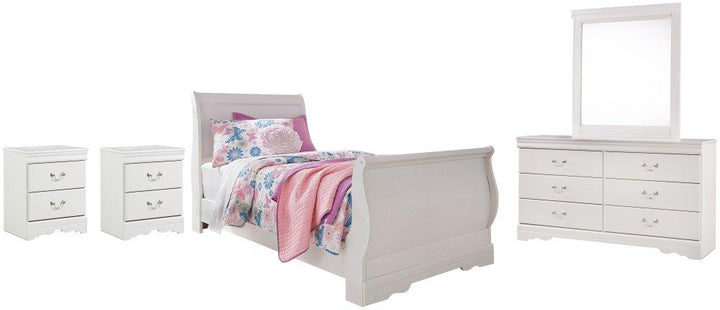 ASHLEY FURNITURE PKG002579 Twin Sleigh Bed With Mirrored Dresser and 2 Nightstands