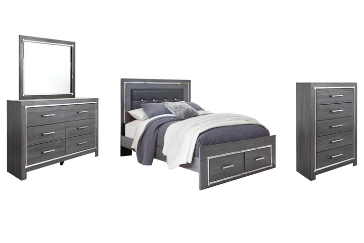 ASHLEY FURNITURE PKG003584 Queen Panel Bed With 2 Storage Drawers With Mirrored Dresser and 2 Nightstands