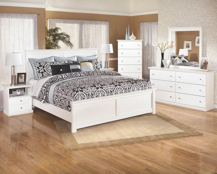 ASHLEY FURNITURE PKG002781 King Panel Bed With Mirrored Dresser, Chest and Nightstand
