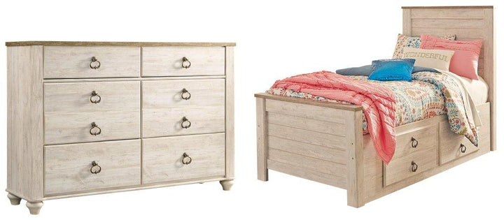 ASHLEY FURNITURE PKG004311 Twin Panel Bed With 2 Storage Drawers With Dresser