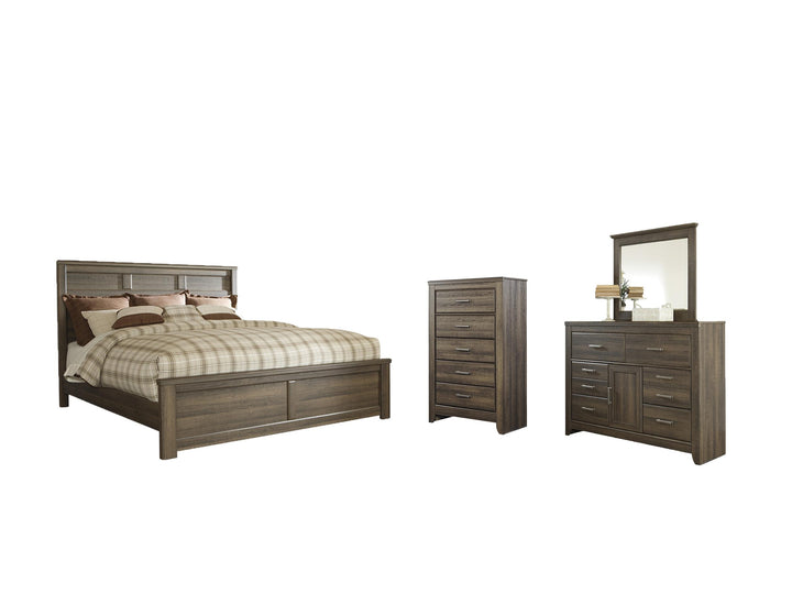 ASHLEY FURNITURE PKG004072 King Panel Bed With Mirrored Dresser and Chest