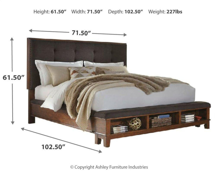ASHLEY FURNITURE PKG000108 Queen Upholstered Panel Bed With Mirrored Dresser