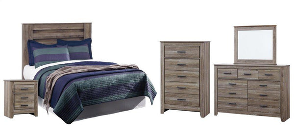 ASHLEY FURNITURE PKG003956 Full Panel Headboard With Mirrored Dresser, Chest and Nightstand