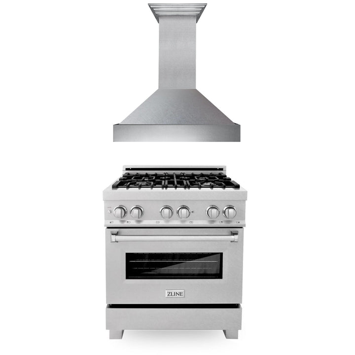 ZLINE KITCHEN AND BATH 2KPRASSNRH30 ZLINE 30" Kitchen Package with DuraSnow R Stainless Steel Dual Fuel Range and Convertible Vent Range Hood