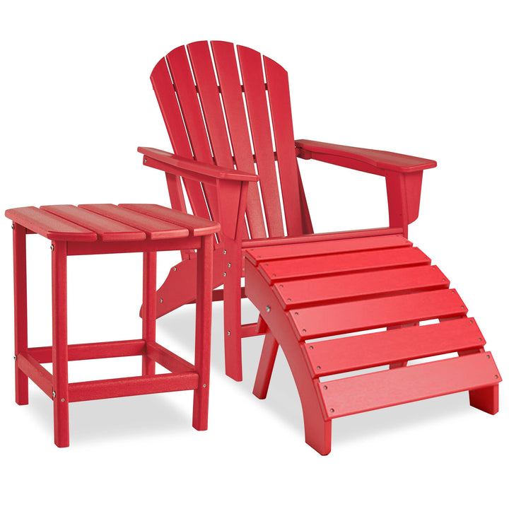 ASHLEY FURNITURE PKG013803 Outdoor Adirondack Chair and Ottoman With Side Table