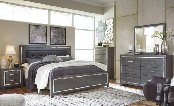 ASHLEY FURNITURE PKG003551 King Panel Bed With Mirrored Dresser, Chest and Nightstand