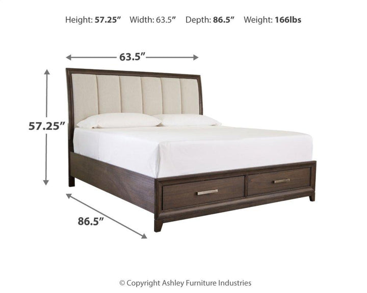 ASHLEY FURNITURE PKG014090 Queen Panel Bed With 2 Storage Drawers With Mirrored Dresser and Nightstand