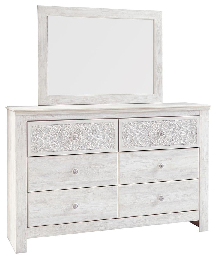 ASHLEY FURNITURE PKG014130 Queen Panel Bed With Mirrored Dresser and Nightstand