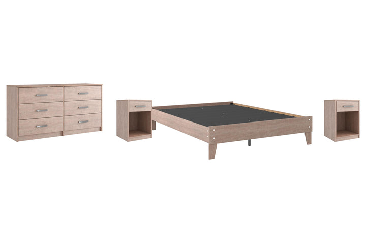 ASHLEY FURNITURE PKG009229 Queen Platform Bed With Dresser and 2 Nightstands