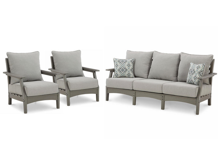 ASHLEY FURNITURE PKG014648 Outdoor Sofa With 2 Lounge Chairs