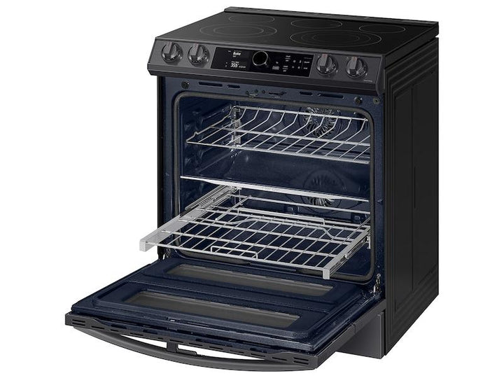 SAMSUNG NE63T8751SG 6.3 cu ft. Smart Slide-in Electric Range with Smart Dial, Air Fry, & Flex Duo TM in Black Stainless Steel