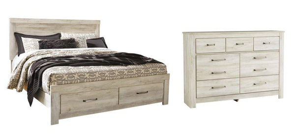 ASHLEY FURNITURE PKG004744 King Platform Bed With 2 Storage Drawers With Dresser