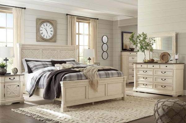 ASHLEY FURNITURE PKG006106 King Panel Bed With Mirrored Dresser and 2 Nightstands