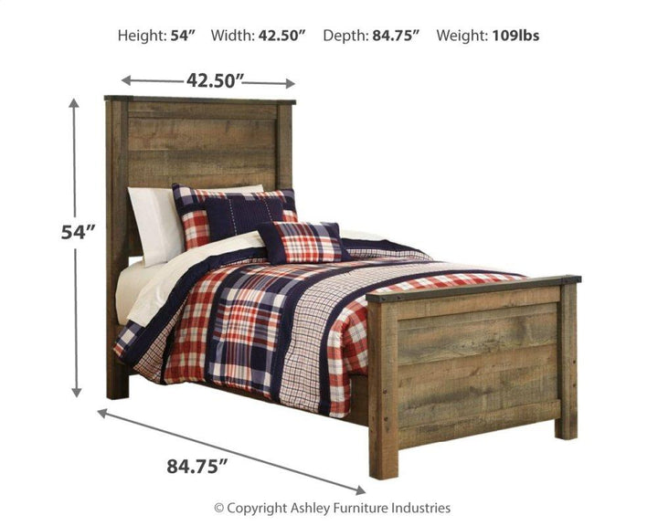 ASHLEY FURNITURE PKG005179 Twin Panel Bed With Mirrored Dresser, Chest and Nightstand