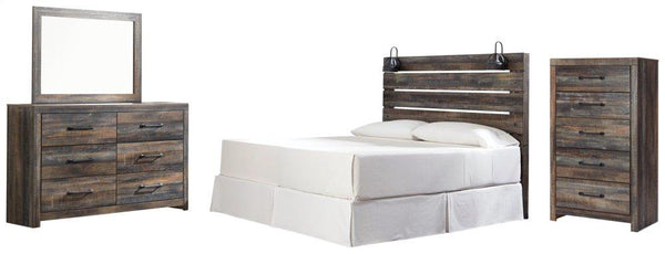 ASHLEY FURNITURE PKG007521 King Panel Headboard With Mirrored Dresser and Chest