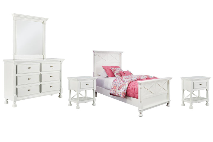 ASHLEY FURNITURE PKG005345 Twin Panel Bed With Mirrored Dresser and 2 Nightstands