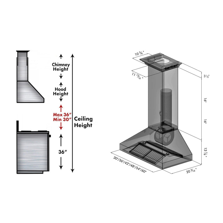 ZLINE KITCHEN AND BATH 597CRN30 ZLINE Professional Convertible Vent Wall Mount Range Hood in Stainless Steel with Crown Molding Size: 30 Inch