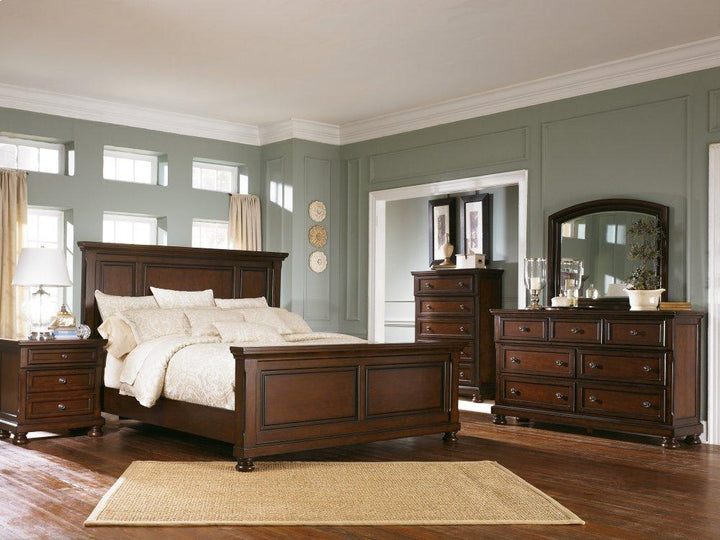 ASHLEY FURNITURE PKG006272 California King Panel Bed With Mirrored Dresser, Chest and Nightstand