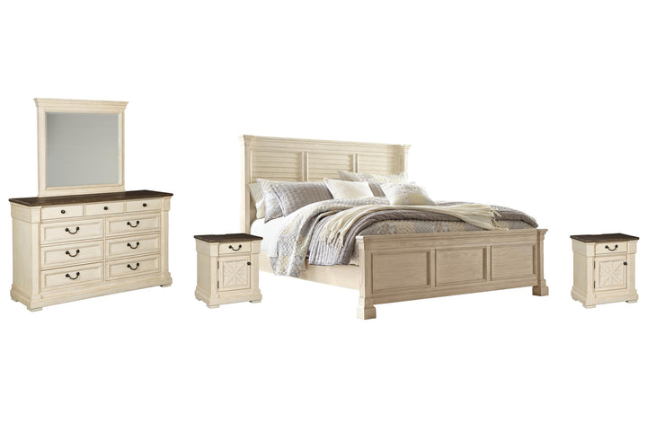 ASHLEY FURNITURE PKG006099 Queen Panel Bed With Mirrored Dresser and 2 Nightstands