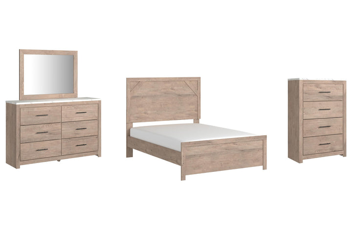 ASHLEY FURNITURE PKG009397 Full Panel Bed With Mirrored Dresser and Chest