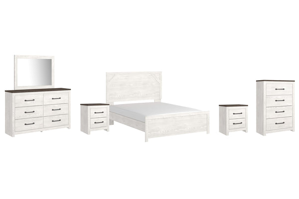 ASHLEY FURNITURE PKG009369 Queen Panel Bed With Mirrored Dresser, Chest and 2 Nightstands