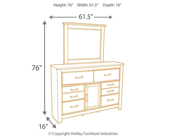 ASHLEY FURNITURE PKG004051 California King Poster Bed With Mirrored Dresser, Chest and Nightstand