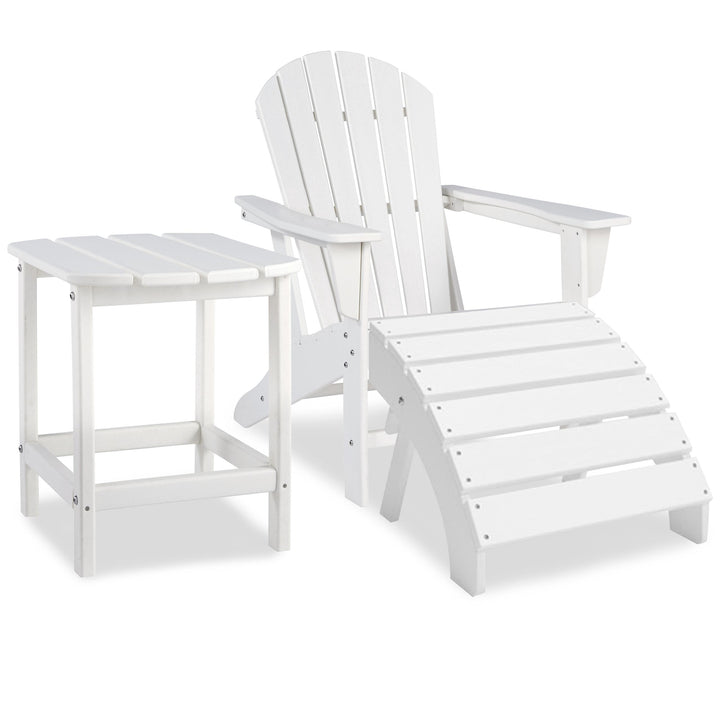 ASHLEY FURNITURE PKG013797 Outdoor Adirondack Chair and Ottoman With Side Table